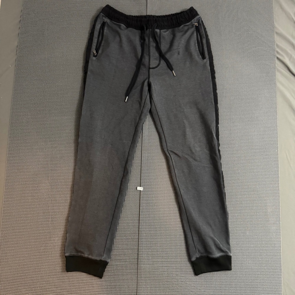 Express Mens Jogger Pants Gray Black Drawstring Zip Pockets Size M 1706